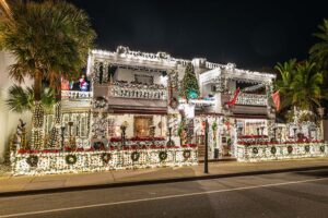 Casablanca Inn decorated with holiday lights