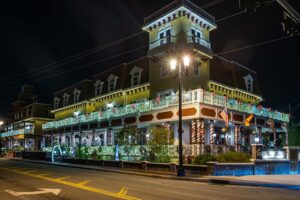 Renaissance Hotel decorated with holiday lights