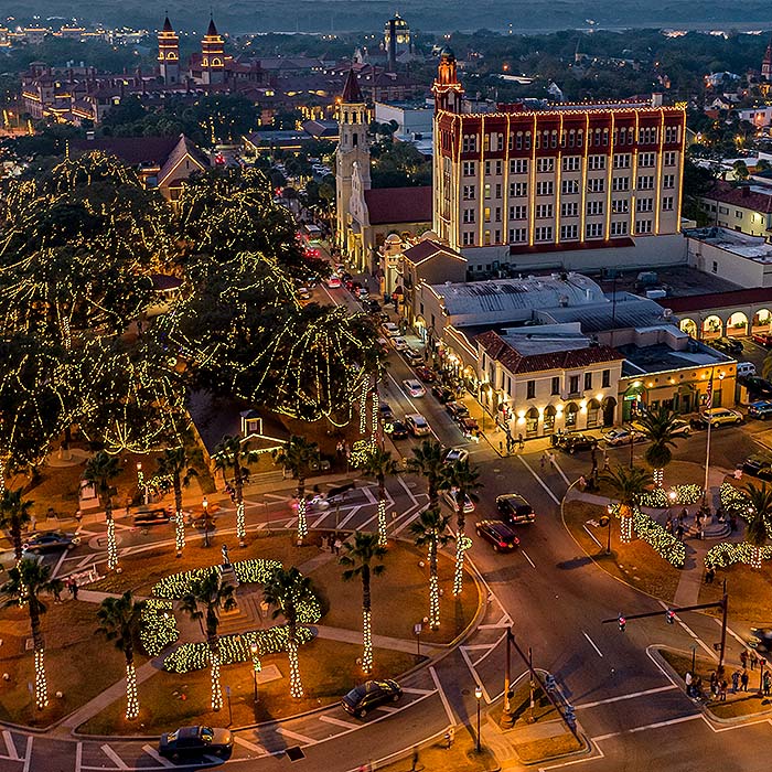 St. Augustine Nights of Lights aerial view