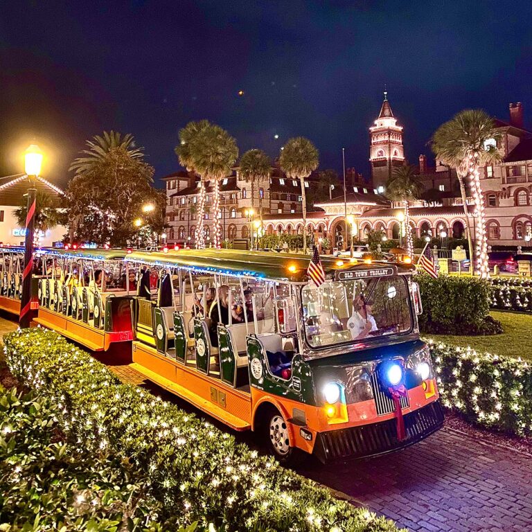 St. Augustine Nights of Lights display and trolley